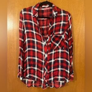 Red and Blue Plaid Button-Up Shirt
